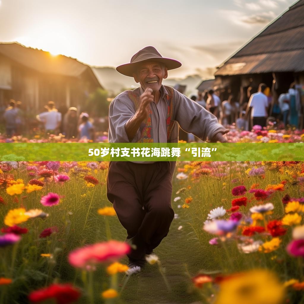 五十岁村支书在花海中跳舞引流